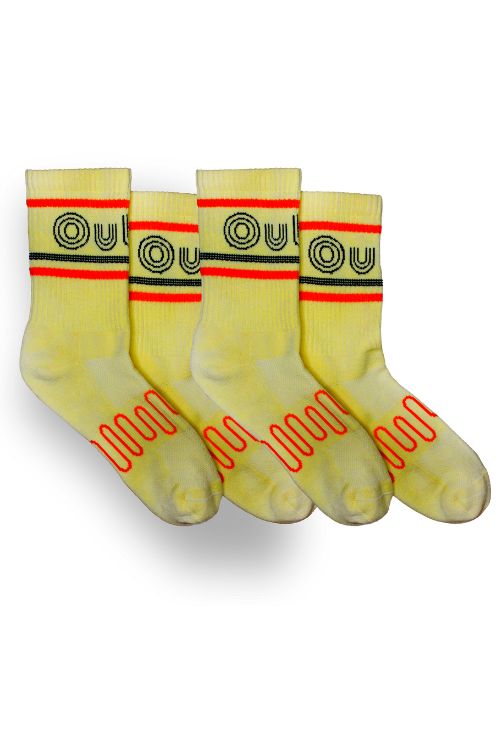 Outset Logo Crew Socks Yellow 2-Pack